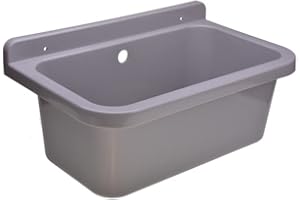 ADGO Lavello Industriale, per Garage, Lavanderia, Officina, Sifone, Kit di Montaggio, Lavandino, Resistente alle Intemperie (55 x 34 x 21 cm, Grigio)