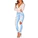 Produktbild Selou Frauen hohe Taille Jeans Die neueste Stretchschlauch-Rinderhose Sexy Hüften schlank abnehmen Leggings Enganliegende Taille Knopf Streetwear destroyed löcher schwarze zerrissen skinny löchern