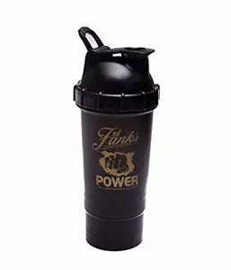 IRIS Protein Shaker Bottle BPA Free-Easy Grip-Leak Proof Flip Cap- Plastic Ice Shaker Ball, 500 ml Drink Shaker Cup,1 Twist-on Cup on Bottom for Powder & Capsule Organizer (Black)