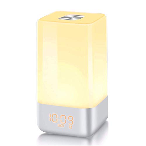 Lichtwecker,Wake up Licht Wecker Light LED Wecker mit Sonnenaufgang Simulation Tageslichtwecker mit Nachtlicht 5 Natur Sounds 3 Helligkeitsstufen 12/24 Stunden Modus Als Nachttischlampe verwendbar...