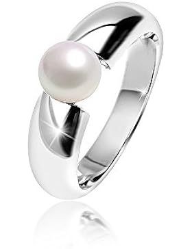 MATERIA Damen Ring Solitär 925 Silber mit Perle weiß rhodiniert inklusive Ringbox #SR-98