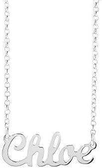 G10 925 sterling silver rhodium-plated nonallergenic necklace with name Chloe. Made in Italy.