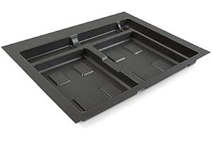 Emuca - Base Recycle para contenedores de cajón cocina, 2 huecos, Base módulo 600mm (536x482mm), Plástico gris antracita.