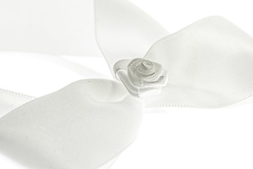 10 Antennenschleifen mit Rose Deko Schleifen Hochzeit Autoschmuck Autoschleifen Weiss - 2