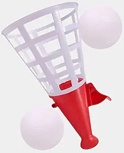 Toyshine Big Size Shoot Pop Pass Catch Ball Launch and Catch Ball Game Set, Indoor and Outdoor Garden Toy Set for Kids- White
