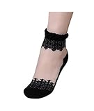 2 Pairs HENGSONG Women's Vintage Summer Transparent Crystal Lace Flower Elastic Short Socks