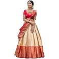 ZITON Women's Indian Traditional Kanjivaram Silk Pure Weaving Lehenga Choli Along With Dupatta And Blouse Piece, Half Saree (Unstitched)