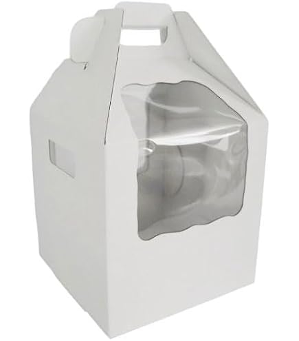 KAPAK Tortenkarton Weiß Mit Sichtfenster – 30x30x45 Cm, Extra Hoch Für Mehrstöckige Hochzeitstorten, Stabile Wellpappe (400 G/m²), Einfacher Faltaufbau