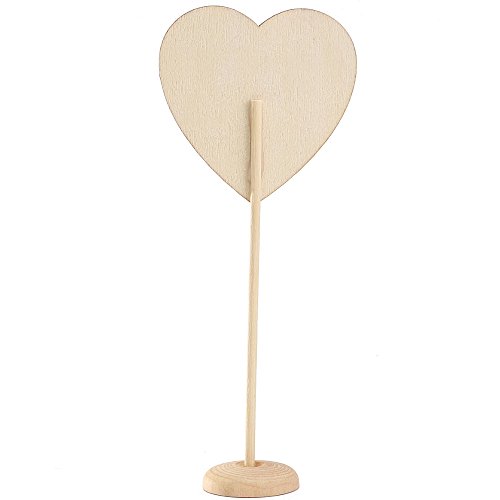 10 Stk Mini Holz Tafel Chalkboard Staffelei mit Ständer und robust Dicke Basis Herzform - 3