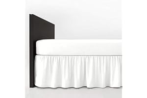 Mfabrics Poly-Cotton Plain Dyed Bed Base Valance Sheet - Easy Care, Machine Washable - Available in 20 Colours - 40cm Frilled (White, Double)