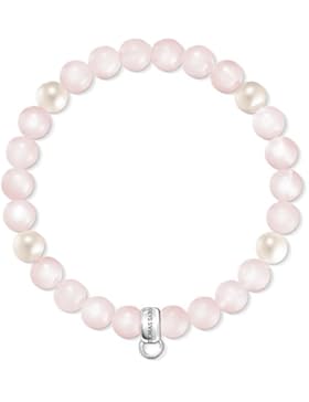 Thomas Sabo Damen-Armband Charm Club 925 Sterling Silber Süßwasserzuchtperle Rosenquarz pink Länge 18.5 cm X0222...