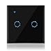 Produktbild Smart Lichtschalter, Orbeor Touch Schalter Arbeitet mit Alexa und Google Home Wifi Wandschalter 2 Gang 1 Weg Glas Panel Berührungssensor Timer Funktion Schwarz (NEUTRAL DRAHT BRAUCHEN)