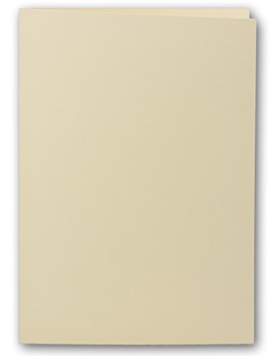 50 Faltkarten DIN A5 - Chamois-Creme // 210 x 148 mm // gerippt // Blankokarten // 240 g/m²