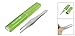 Women Slanted Tip Metal Eyebrow Tweezer Beauty Care Tool w Green Storage Case