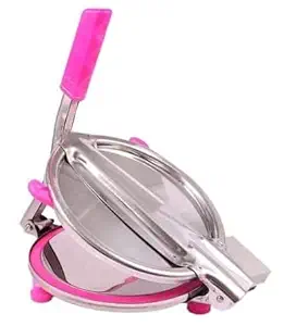 Diyosha Heavy Quality Stainless Steel Puri Maker Press Machine with Handle Manual Stainless Steel Roti Press Papad Khakhra Chapati Make (Multicolor)