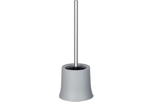 ‎WENKO WENKO WC-Garnitur Mod. Basic, offener Toilettenbürstenhalter für das Badezimmer und die Gäste-Toilette, inkl. Toilettenbürste, aus mattiertem Kunststoff, Maße (B/T x H): Ø 14 x 38 cm, Grau