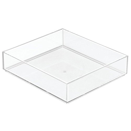 mDesign Kosmetik Organizer durchsichtig und stapelbar – transparente Aufbewahrungsbox – ideal zur Schminkaufbewahrung – Maße: 20 cm x 20 cm x 5 cm - 4