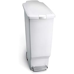 Simplehuman, Poubelle à pédale en Plastique, Plastique, Blanc, 40 L