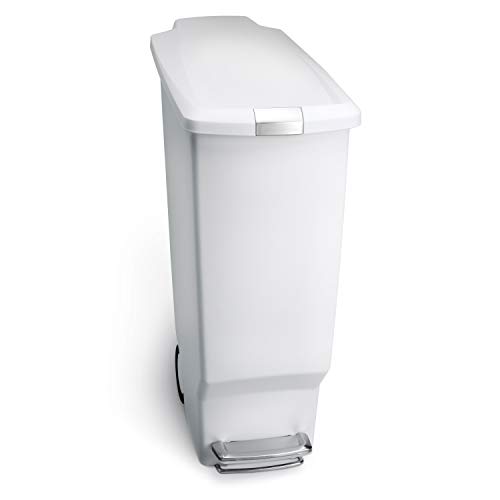 Simplehuman, Poubelle à pédale en Plastique, Plastique, Blanc, 40 L