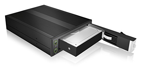 Icy Box IB-176SSK-B Trägerloser Wechselrahmen für 3,5″ (8,9 cm) HDD für 1x 5,25″ (13,4 cm) Schacht, SATA III/SAS II, abschließbar, Lüfter (schwarz) - 2