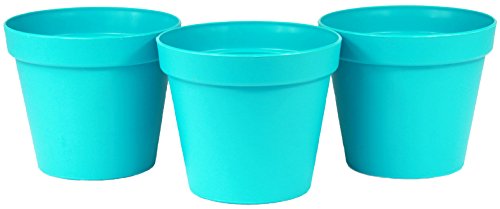 3-er Set Blumenkübel Blumentopf Pflanzkübel Pflanztopf Türkis 3 x 15 cm