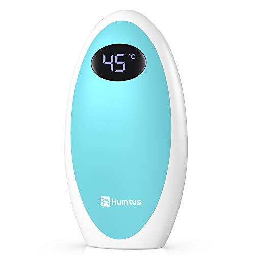 HUMTUS Chauffe-Mains Rechargeable USB 5200mAh Chaufferette Main Électrique Batterie Externe Port Type-C Réchauffeur de Main Poche Portable Numérique pour iPhone Android Cadeaux Parfait en Hiver (Bleu)