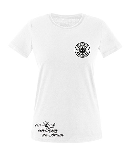 Luckja EM 2016 Trikot Deutschland Fanshirt Motiv 5 Damen Rundhals T-Shirt