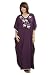 Jersey Embroidered One Size Satin Trim Kaftan in Purple