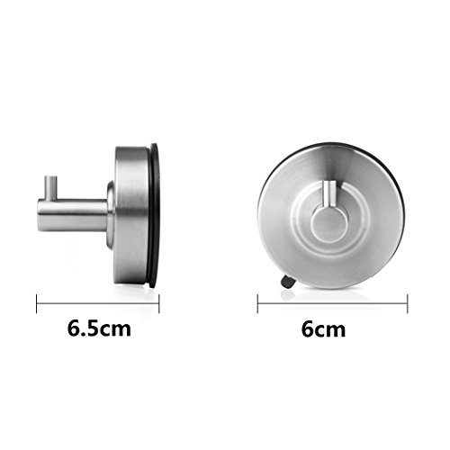 Saugnapf Haken Bad, PHOEWON SUS 304 Edelstahl Gebürstet Haken Stark Fensterhaken Wasserdicht Handtuchhalter Wandhaken Ohne Bohren Handtuch Haken für Küche, Schlafzimmer, Bad -2 Haken - 5