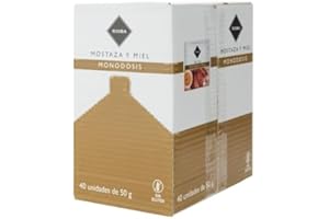 MAKRO CHEF Mostaza y Miel Rioba en Monodosis - Caja de 40 Unidades de 50 g, Sin Gluten, Ideal para Restaurantes y Eventos