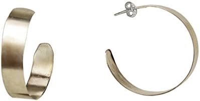 Handmade sterling silver custom matte large wide women 3.50 cm hoop earrings