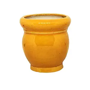 ShopMeFast Khulad Shape Handcrafted Ceramic Pots Ceramic Planter for Indoor Plants/Planters,Home Decor,Garden Decor,Office Decor,Decorative Succulent Pot (Color: Yellow)(L:10cm, W:10 cm, H:10 cm)