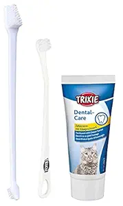 Trixie: - Cats Dental Hygiene Set with Toothpaste and Brush | Complete Dental Care Set for Cats | Cheese Flavour Toothpaste Maintains Oral Hygiene and Prevents Tartar Build-up