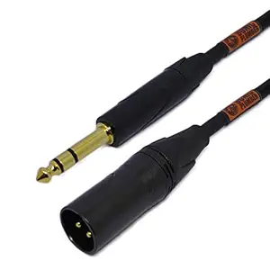 Sonic Plumber Black and Gold 6.35mm (1/4 Inch) TRS Jack to XLR Male 3-pin Balanced Interconnect Cable with Cable Tie (1 meter)