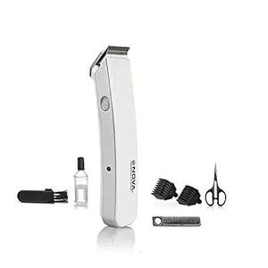 Nova NHT - 1047 Pro Skin Rechargeable Cordless: 30 Minutes Runtime Beard Trimmer for Men (White)
