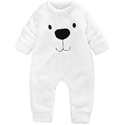Baywell Recién Nacido Bebé Ropa Pijama de Invierno Peleles Mameluco Cálido Monos para Bebé Niños Niñas Romper Sleepsuit Conjunto de Ropa (70/0-6mes, Blanco)