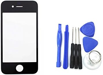 FidgetSmithⓇ Replacement Part Black Front Outer Glass Screen Lens For Apple iPhone 4s with free Tool Kit