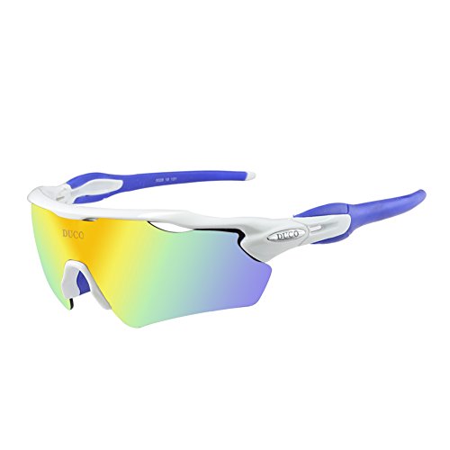 Duco Lunettes de Soleil polarisées Lunettes pour Sport, Cyclisme avec 5 Verres interchangeables