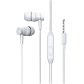 3.5mm Stereo Wired Headphone with Control and Microphone In-Ear (Mtl MT270 White) with Microphone