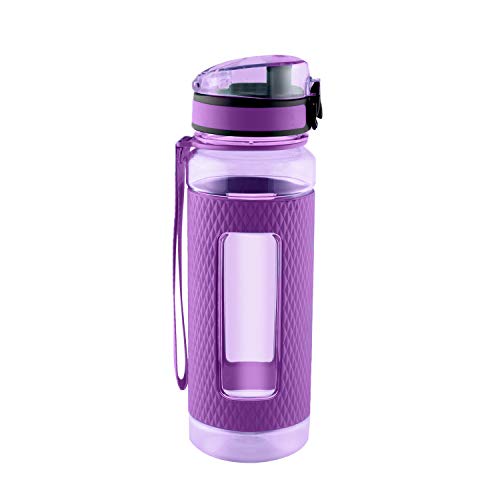 SWIG SAVVY Sport Bottiglia d'Acqua - con Custodia in Silicone. Frutta infusore Bottiglia di Acqua, Tritan co-Poliestere plastica, 32 Oz - 25 Oz - 16 Once (Viola, 25 Oz)
