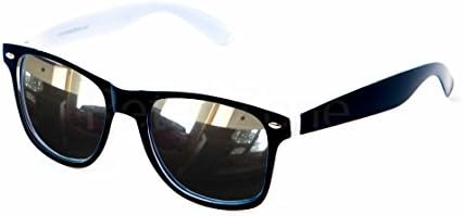 Festival Style Wayfarer Sunglasses Two Tone White &amp; Black Mirror