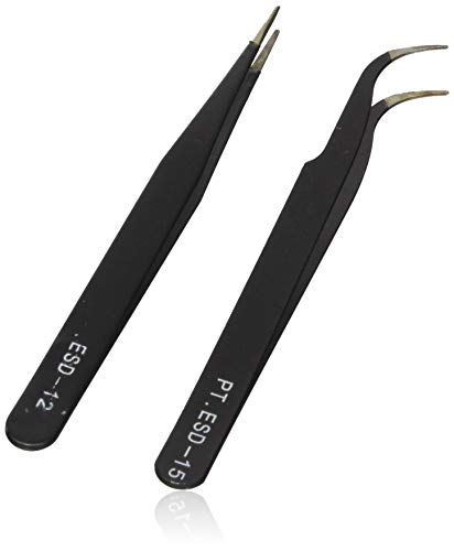 Well-Goal Nail Art Rhinestones Eyelashes Extension Straight & Curved Tweezers Tool Set--Black by Well-Goal