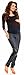 Zeta Ville Pregnancy Maternity Denim Trousers Pants Black Eco Leather Panels 070 (UK 16/18, Denim Blue)