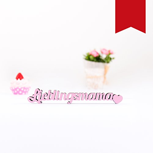 Kleinlaut 3D-Schriftzug "Lieblingsmama" in Größe: 10 x 1,6 cm - Dekobuchstaben - 32 Farben zur Wahl - Rot