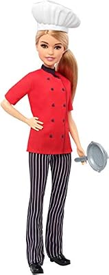 Barbie Métiers poupée Chef de cuisine blonde avec poêle et toque, jouet pour enfant, FXN99