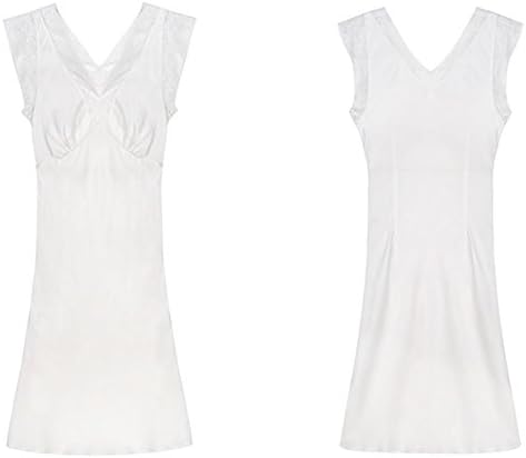 HXQ Women's Silk Lingerie Chemise Lace Babydoll Sleepwear , white , m