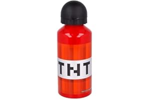 ILS I LOVE SHOPPING Borraccia Scuola Bottiglia Sport in Alluminio per Bambini 400ml con beccuccio retraibile (per Minecraft TNT)