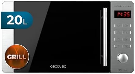 Cecotec Forno a microonde con grill ProClean 5110 Inox 20 L, rivestimento Ready2Clean, potenza 700 W, grill 800 W, 5 livelli operativi, 8 programmi, timer 60 min, display LED