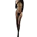 Produktbild LOVETEA Damen Bodystocking,Ganzkörper Strumpfhose, Rundhals Langarm Undurchsichtig Unterwäsche Body Tights (Schwarz)