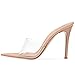 Produktbild GONGFF Transparente PVC Europäischen Und Amerikanischen Damen High Heel Sandalen Hausschuhe Muller Schuhe Mode Damen Schuhe,#1,35